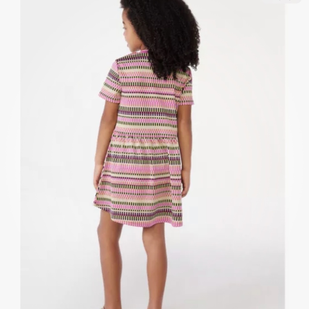 Scoop NYC Girls Multi Color Pixilated Stripe Fit n Flare Dress Large (10-12) NEW - Picture 2 of 6